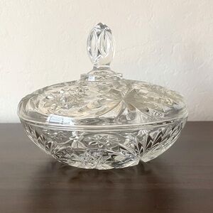 Gorgeous Vintage Clear Thick Glass Bowl with Lid